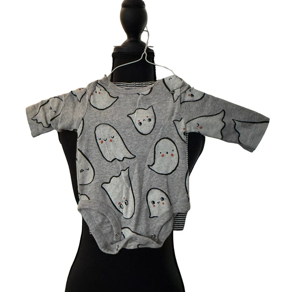 Carter's Gray‎ Halloween 👻 Ghost 👻 Print Baby Set